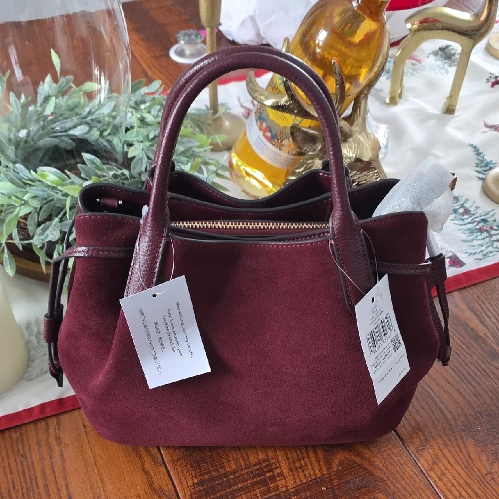 Kate Spade Burgundy Suede Satchel - Picture 2 of 6